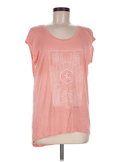Pre-owned Gaiam Short Sleeve Top Pink Scoop Neck Tops