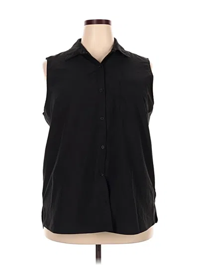 Pre-owned Gaiam Sleeveless Button Down Shirt In Black