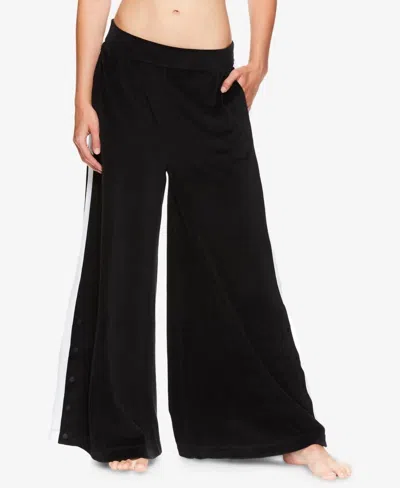 Gaiam Women's Activewear Jessica Biel Delancey Velour Wide Leg Pants In Black