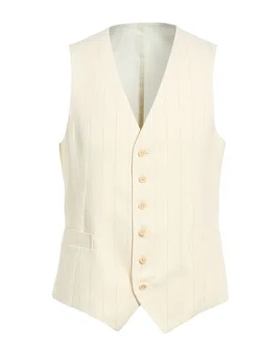Gaiola  Napoli Gaiola Napoli Man Tailored Vest Ivory Size 42 Cotton, Linen In White
