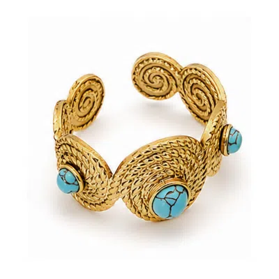 Gajú Women's Blue / Gold Megalochori Ring - Turquoise In Multi