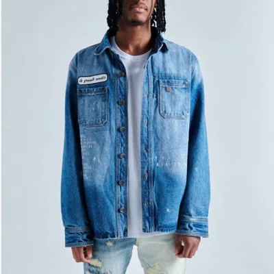 Gala Men's Mentirosa Button Up Denim Jacket In Medium Blue