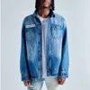 Gala Men's Mentirosa Button Up Denim Jacket In Medium Blue In Blue