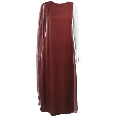 Pre-owned Galanos 1970's Brown Silk Chiffon Draped Gown Size 4 6