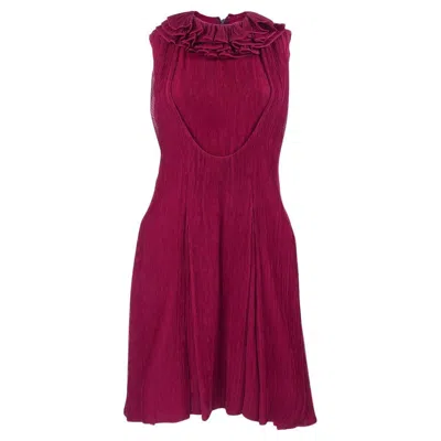 Pre-owned Galanos 1980's Red Ruffled Pleated Cocktail Dress