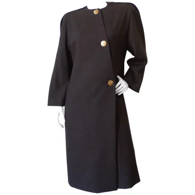 Pre-owned Galanos 1980s  Asymmetric Grey Coat Dress In Gray