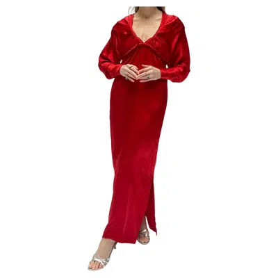 Pre-owned Galanos 1980s  Demi-couture Satin Gown In Red