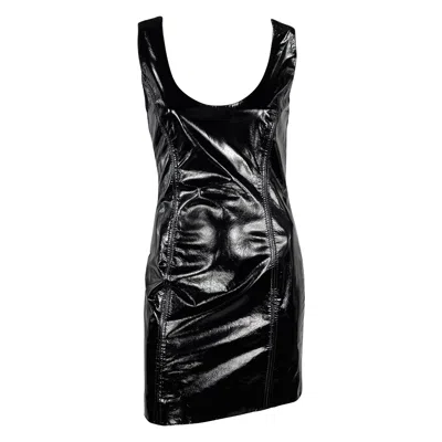 Pre-owned Galanos 1990s James  Couture Black Patent Leather Sleeveless Mini Dress