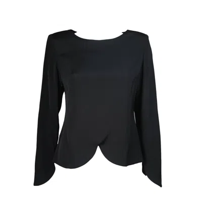 Pre-owned Galanos Black Silk Blouse With Drop Hem Size Medium Large