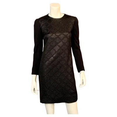 Pre-owned Galanos James  Black Dress Metallic Woven Silk Front And Wool Jersey Body