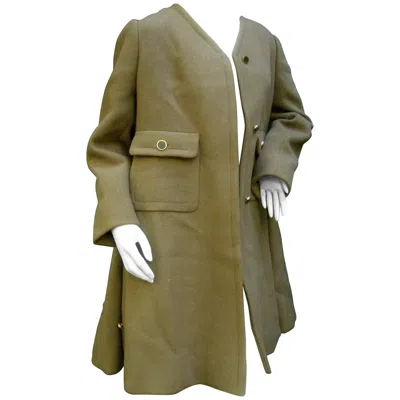 Pre-owned Galanos Mocha Brown Wool Winter Coat C 1970