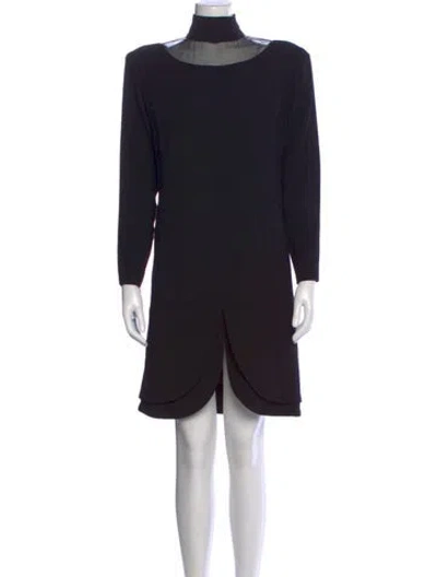 Pre-owned Galanos Mock Neck Mini Dress In Black