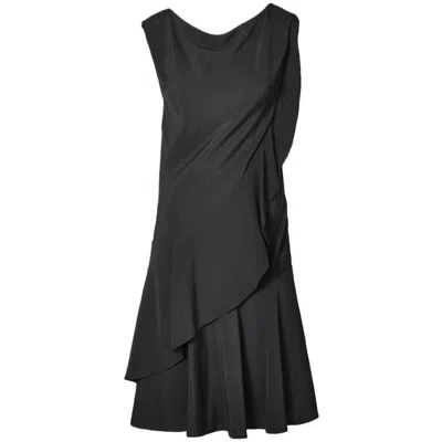 Pre-owned Galanos Silk Crepe Cocktail Dress In Black