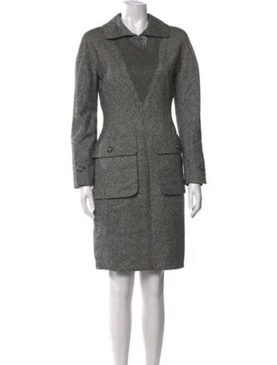 Pre-owned Galanos Tweed Pattern Knee-length Dress In Gray