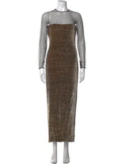 Pre-owned Galanos Velvet Long Dress In Brown