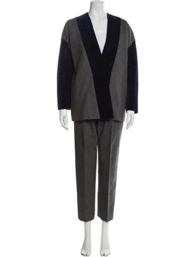 Pre-owned Galanos Vintage 1980's Pantsuit In Gray