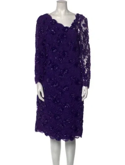 Pre-owned Galanos Vintage Knee-length Dress In Purple