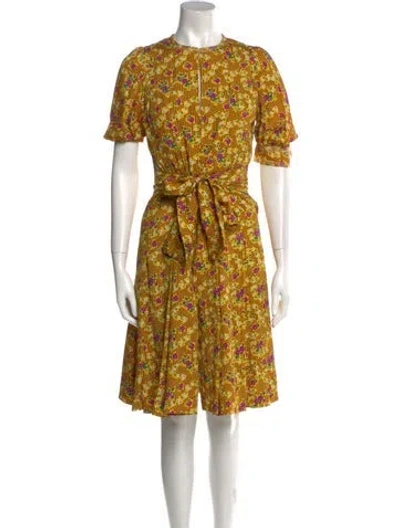 Pre-owned Galanos Vintage Knee-length Dress In Yellow