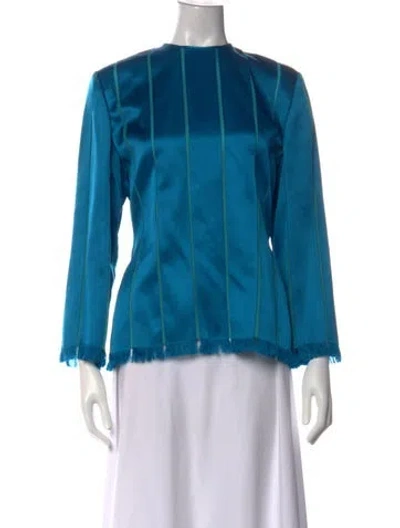 Pre-owned Galanos Vintage Late 1980's - Early 1990's Top In Blue
