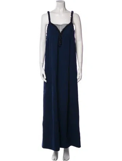 Pre-owned Galanos Vintage Long Dress In Blue