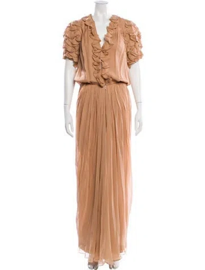 Pre-owned Galanos Vintage Long Dress In Neutral
