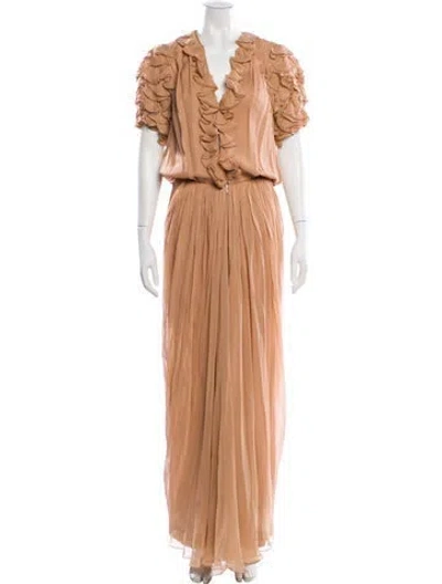 Pre-owned Galanos Vintage Long Dress In Neutral