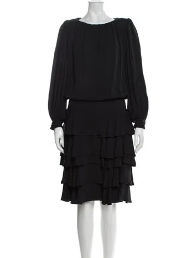 Pre-owned Galanos Vintage Midi Length Dress In Black