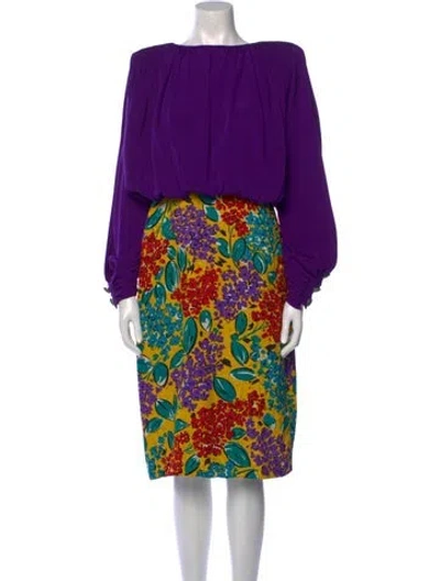 Pre-owned Galanos Vintage Midi Length Dress In Purple