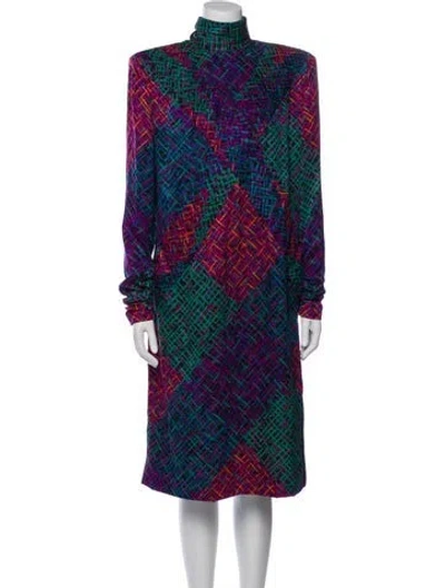 Pre-owned Galanos Vintage Midi Length Dress In Purple