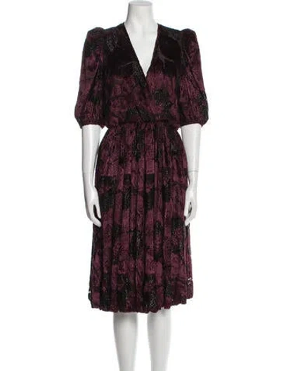 Pre-owned Galanos Vintage Midi Length Dress In Purple