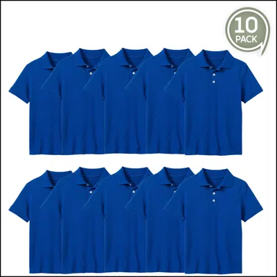 Galaxy By Harvic Kids' Boy's School Uniform Polo-10 Pack In Blue