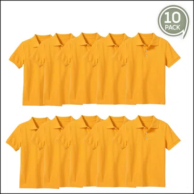 Galaxy By Harvic Kids' Boy's School Uniform Polo-10 Pack In Yellow
