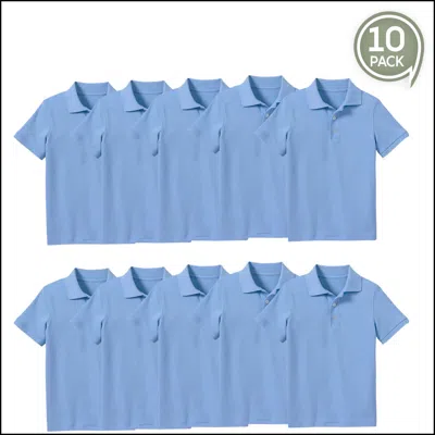 Galaxy By Harvic Kids' Boy's School Uniform Polo-10 Pack In Blue