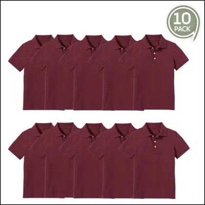 Galaxy By Harvic Kids' Boy's School Uniform Polo-10 Pack In Brown