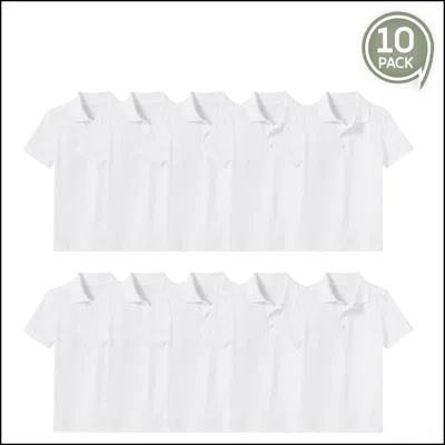 Galaxy By Harvic Kids' Boy's School Uniform Polo-10 Pack In White