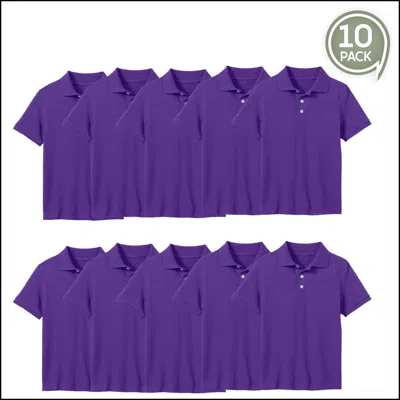 Galaxy By Harvic Kids' Boy's School Uniform Polo-10 Pack In Purple