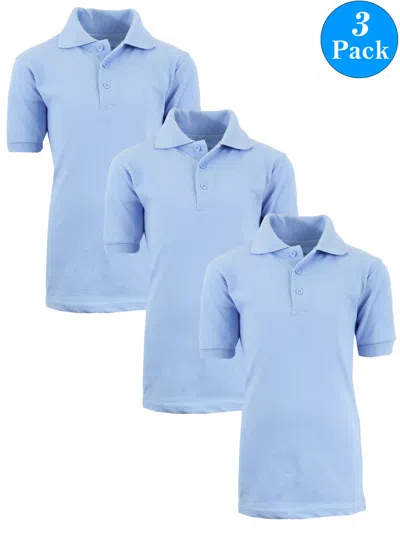 Galaxy By Harvic Kids' Boy's School Uniform Polo-3 Pack In Blue
