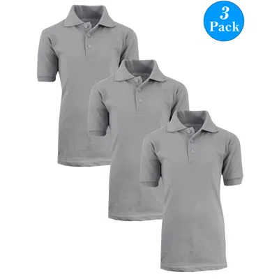 Galaxy By Harvic Kids' Boy's School Uniform Polo-3 Pack In Gray