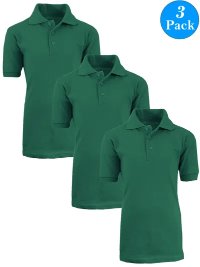 Galaxy By Harvic Kids' Boy's School Uniform Polo-3 Pack In Green