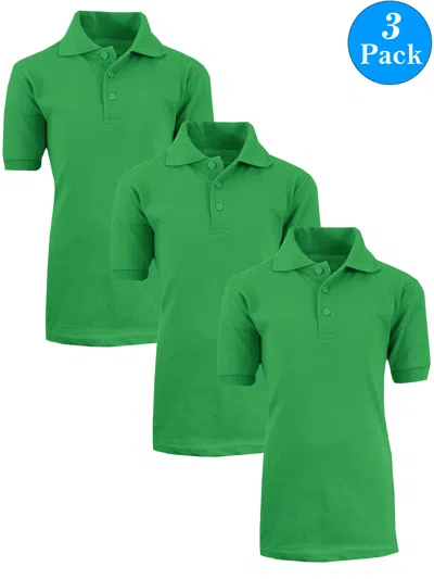 Galaxy By Harvic Kids' Boy's School Uniform Polo-3 Pack In Green