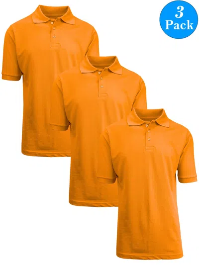 Galaxy By Harvic Kids' Boy's School Uniform Polo-3 Pack In Yellow