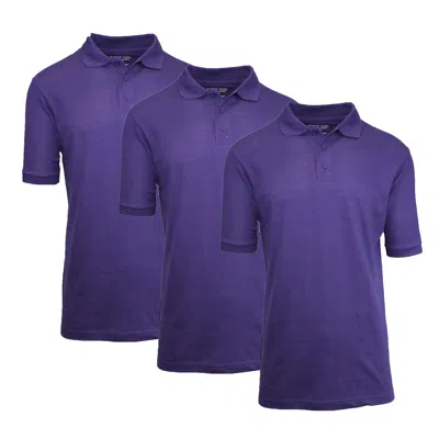 Galaxy By Harvic Kids' Boy's School Uniform Polo-3 Pack In Purple