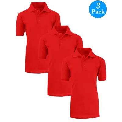 Galaxy By Harvic Kids' Boy's School Uniform Polo-3 Pack In Red