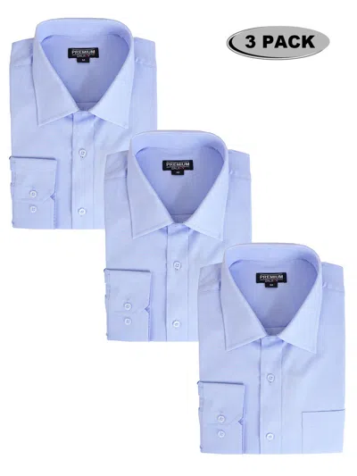 Galaxy By Harvic Kids' Galaxy Authentic Boy's Long Sleeve Button Down Dress Shirt-3 Pack In Blue