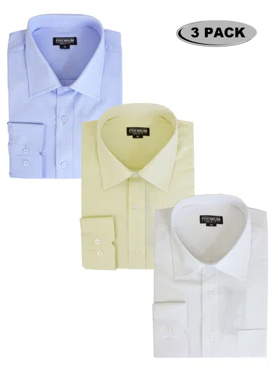 Galaxy By Harvic Kids' Galaxy Authentic Boy's Long Sleeve Button Down Dress Shirt-3 Pack In Multi
