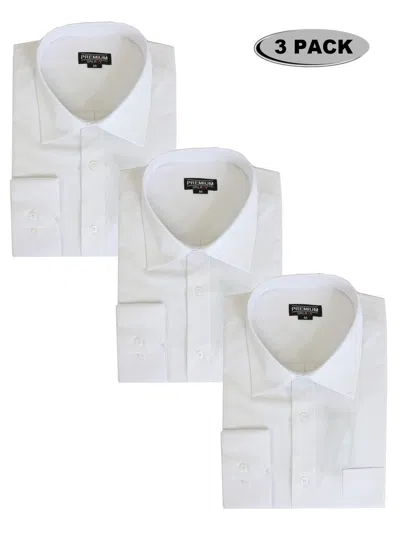Galaxy By Harvic Kids' Galaxy Authentic Boy's Long Sleeve Button Down Dress Shirt-3 Pack In White