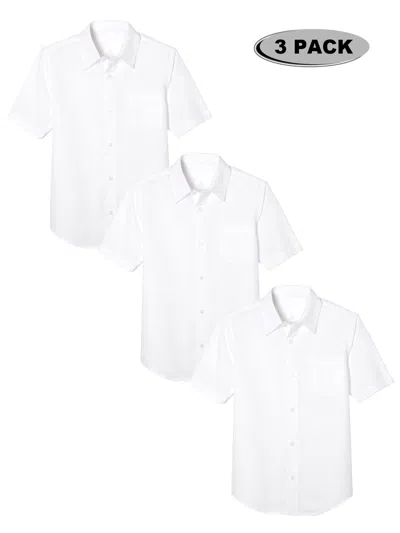 Galaxy By Harvic Kids' Galaxy Authentic Boy's Short Sleeve Button Down Dress Shirt-3 Pack In White