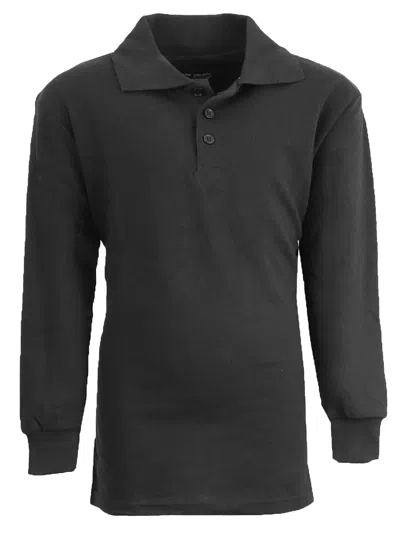 Galaxy By Harvic Kids' Galaxy Authentic Boy's Slim Fit Long Sleeve Polo Shirts In Black