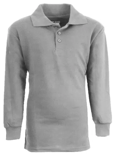Galaxy By Harvic Kids' Galaxy Authentic Boy's Slim Fit Long Sleeve Polo Shirts In Gray