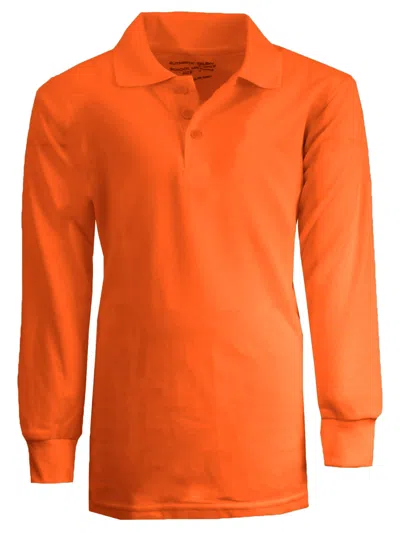Galaxy By Harvic Kids' Galaxy Authentic Boy's Slim Fit Long Sleeve Polo Shirts In Orange